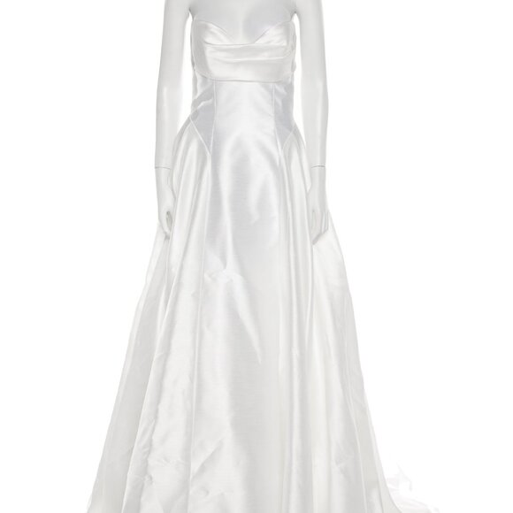 Jenny Yoo Romina Strapless A-Line Taffeta Wedding Gown Light Ivory Size 6 - Picture 5 of 17